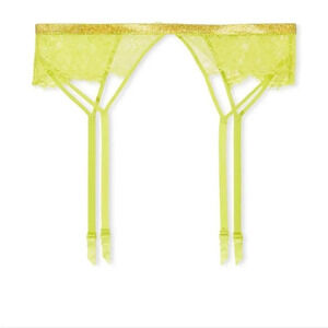Victoria's Secret Limelight Shine Strap Lace Garter Belt & Lace Panty Size M